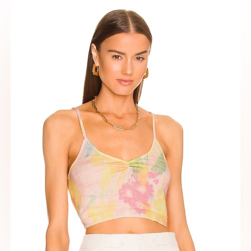 Le Superbe Hailey Crop Top In Melting Lemons Wool Blend sizes Medium and XS